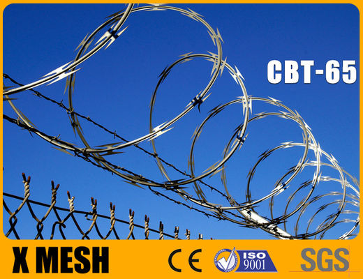 CBT 65 τύπου Concertina σύρμα με υλικό SUS 304 0,5 mm πάχος για φράχτη ασφαλείας